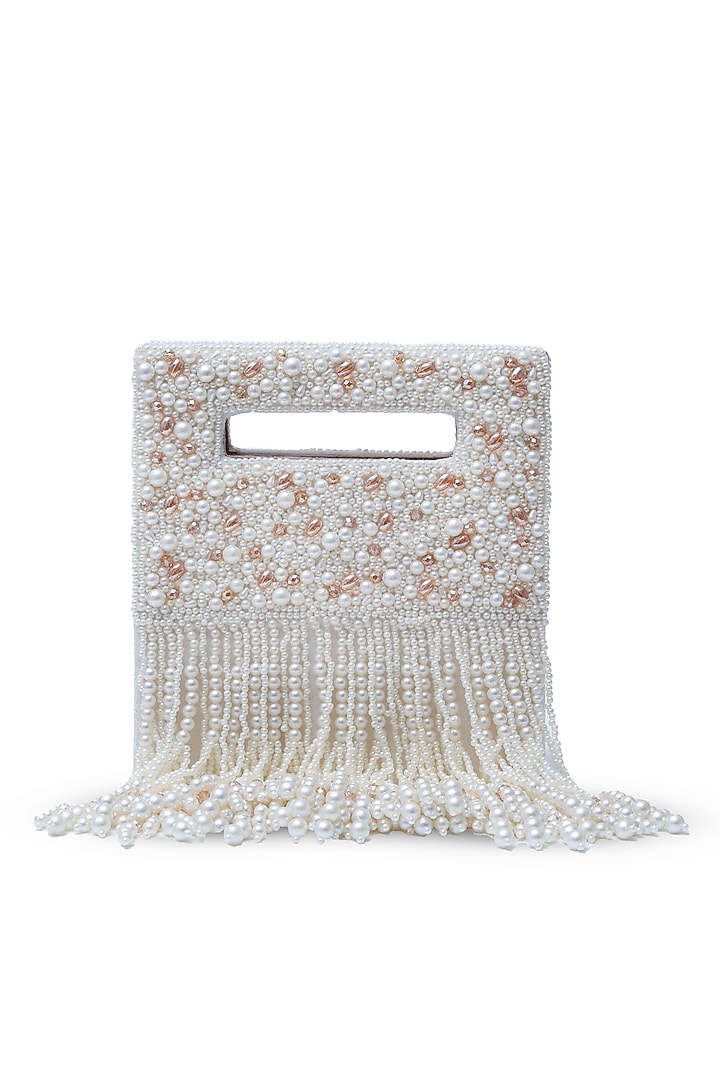 White Suede Handcrafted Structured Bags by THE TAN CLAN at Pernia's Pop Up Shop