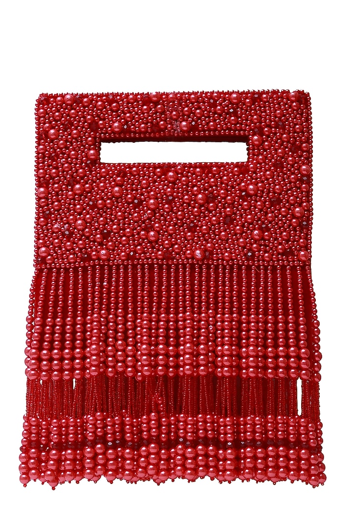 Red Suede Handcrafted Structured Bags by THE TAN CLAN at Pernia's Pop Up Shop