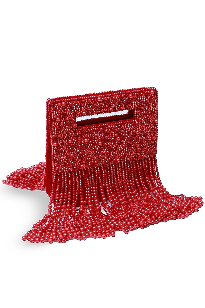 Red Suede Handcrafted Structured Bags by THE TAN CLAN at Pernia's Pop Up Shop