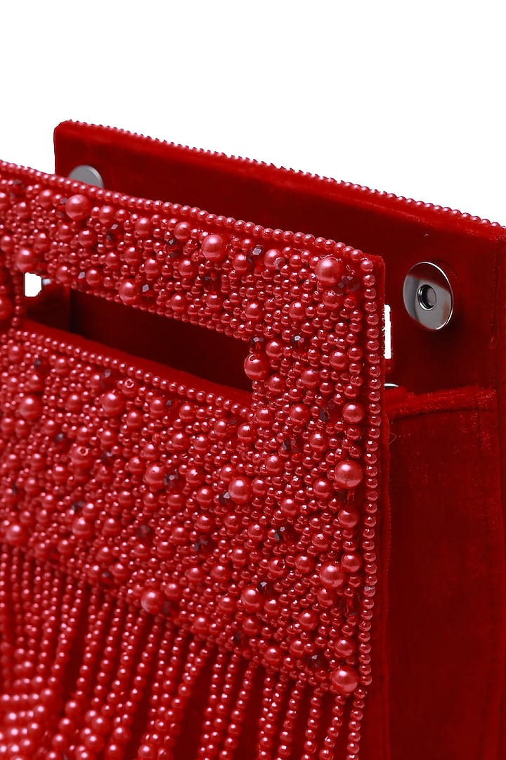 Red Suede Handcrafted Structured Bags by THE TAN CLAN at Pernia's Pop Up Shop