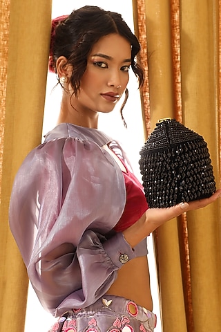 Black Suede Handcrafted Structured Bags by THE TAN CLAN