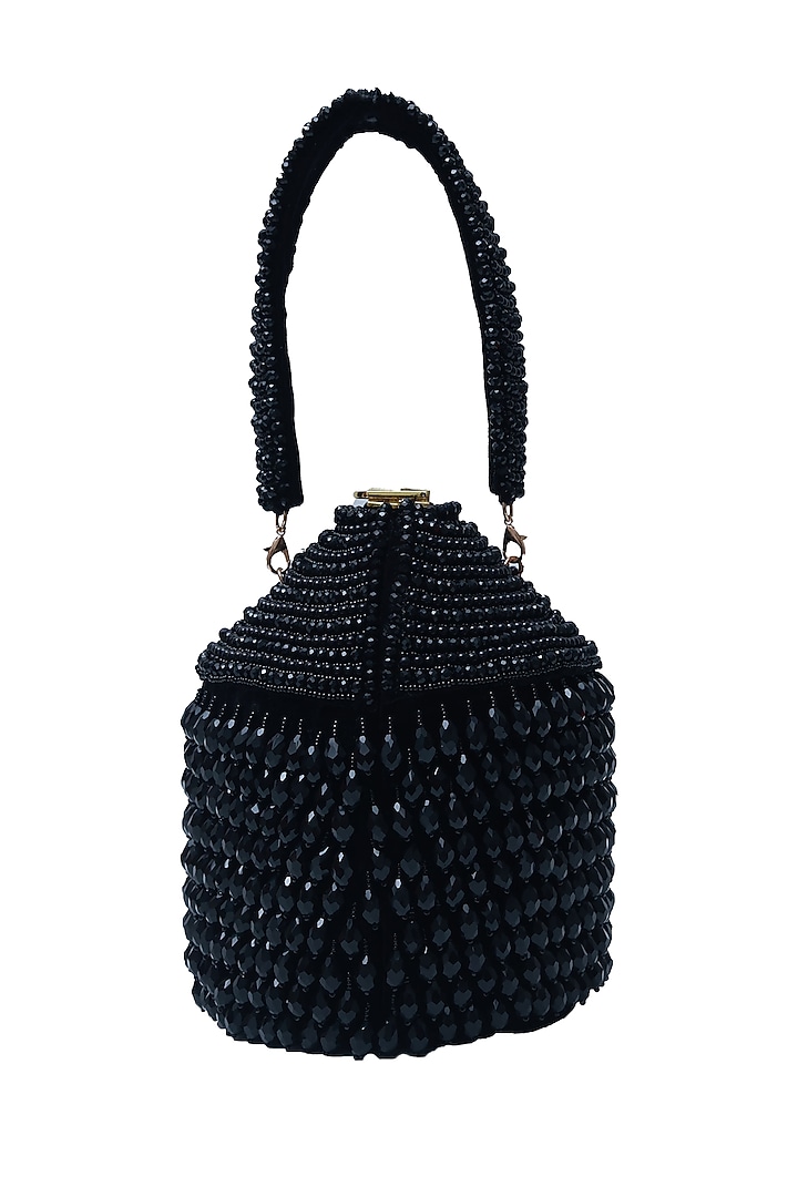 Black Suede Handcrafted Structured Bags by THE TAN CLAN at Pernia's Pop Up Shop