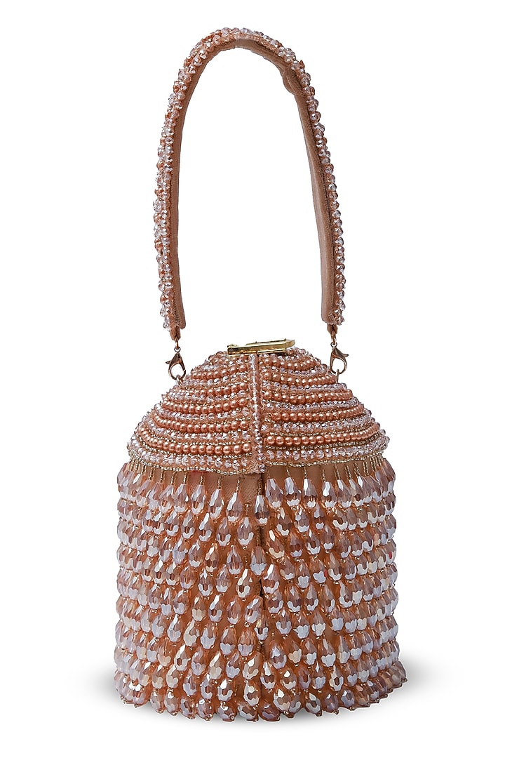 Gold Suede Handcrafted Structured Bags by THE TAN CLAN at Pernia's Pop Up Shop