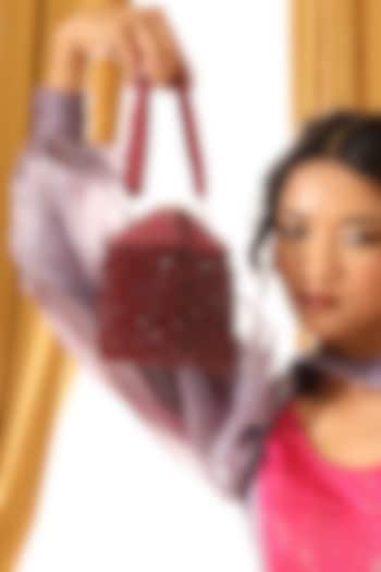 Red Suede Handcrafted Structured Bags by THE TAN CLAN at Pernia's Pop Up Shop