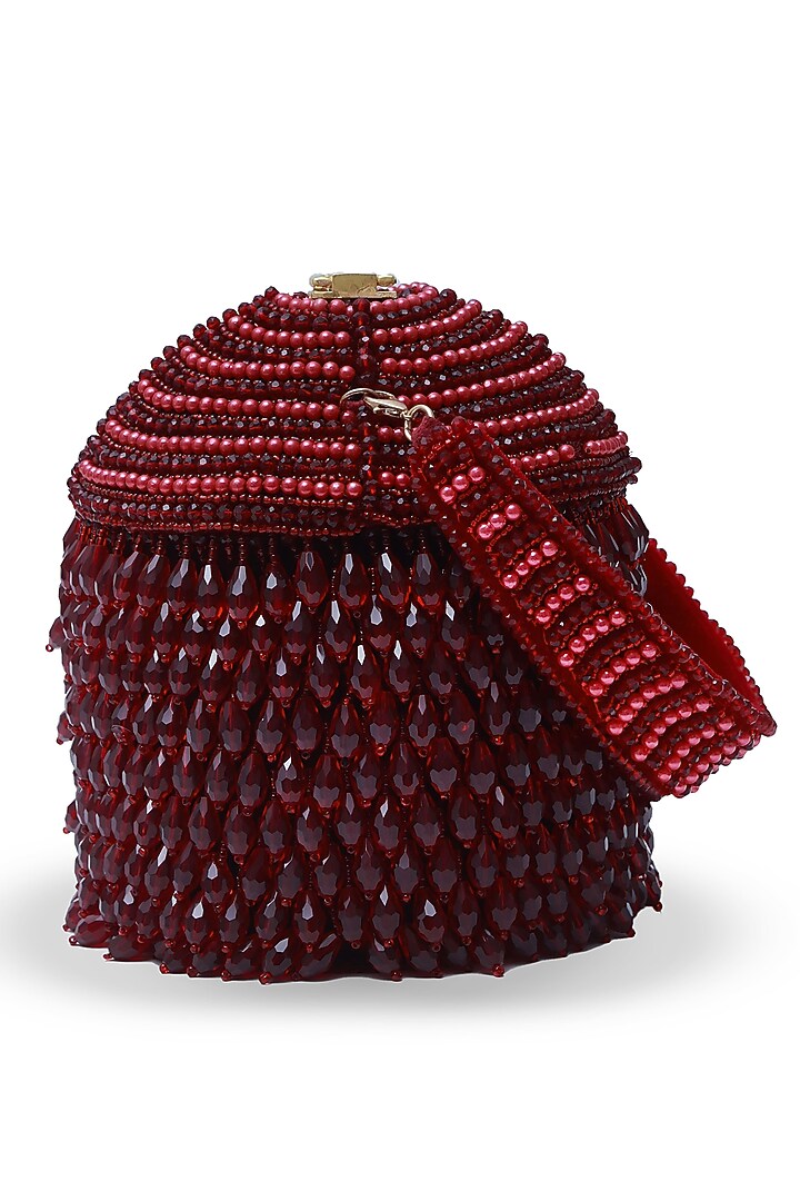 Red Suede Handcrafted Structured Bags by THE TAN CLAN at Pernia's Pop Up Shop