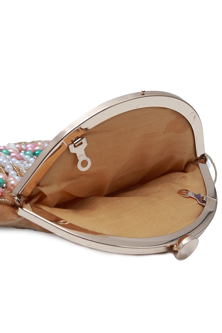 Gold Suede Handcrafted Half Moon Bag by THE TAN CLAN at Pernia's Pop Up Shop