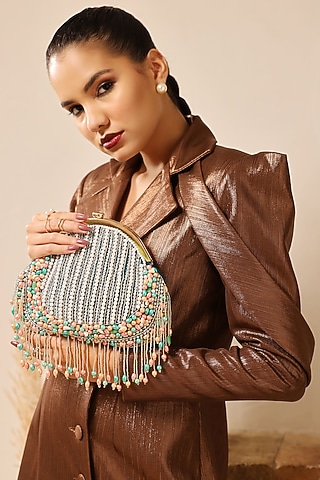 Green Suede Handcrafted Half Moon Bag by THE TAN CLAN