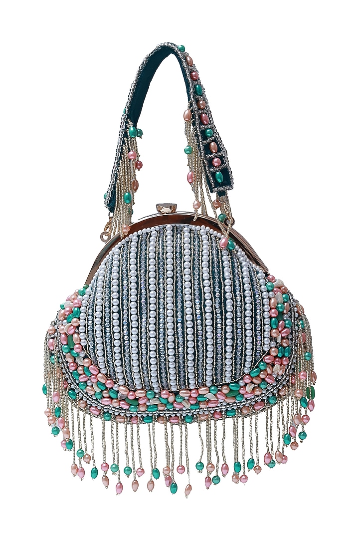 Green Suede Handcrafted Half Moon Bag by THE TAN CLAN at Pernia's Pop Up Shop
