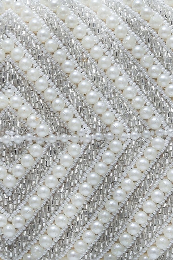 Silver Raw Silk Embroidered Clutch by THE TAN CLAN at Pernia's Pop Up Shop