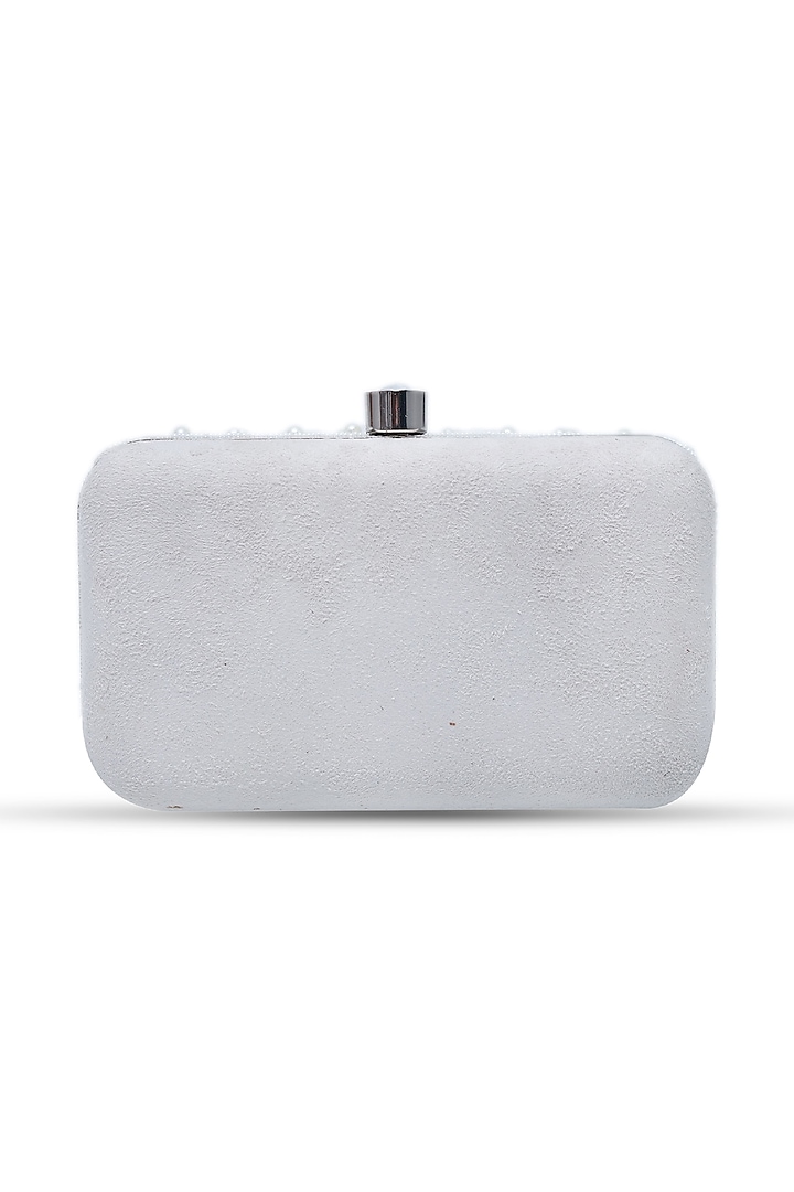 White Raw Silk Embroidered Clutch by THE TAN CLAN at Pernia's Pop Up Shop