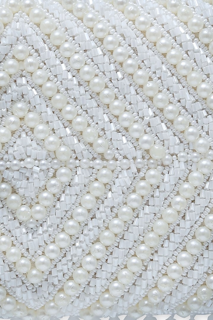 White Raw Silk Embroidered Clutch by THE TAN CLAN at Pernia's Pop Up Shop