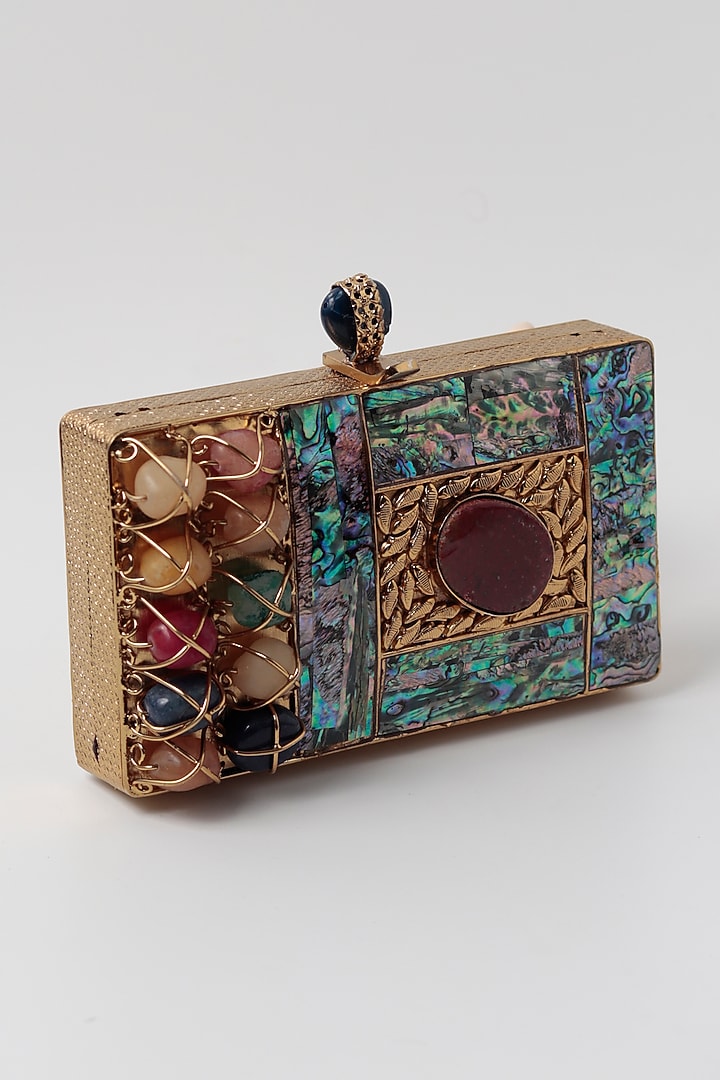 Gold Metal Sequins Embellishments Clutch by THE TAN CLAN at Pernia's Pop Up Shop