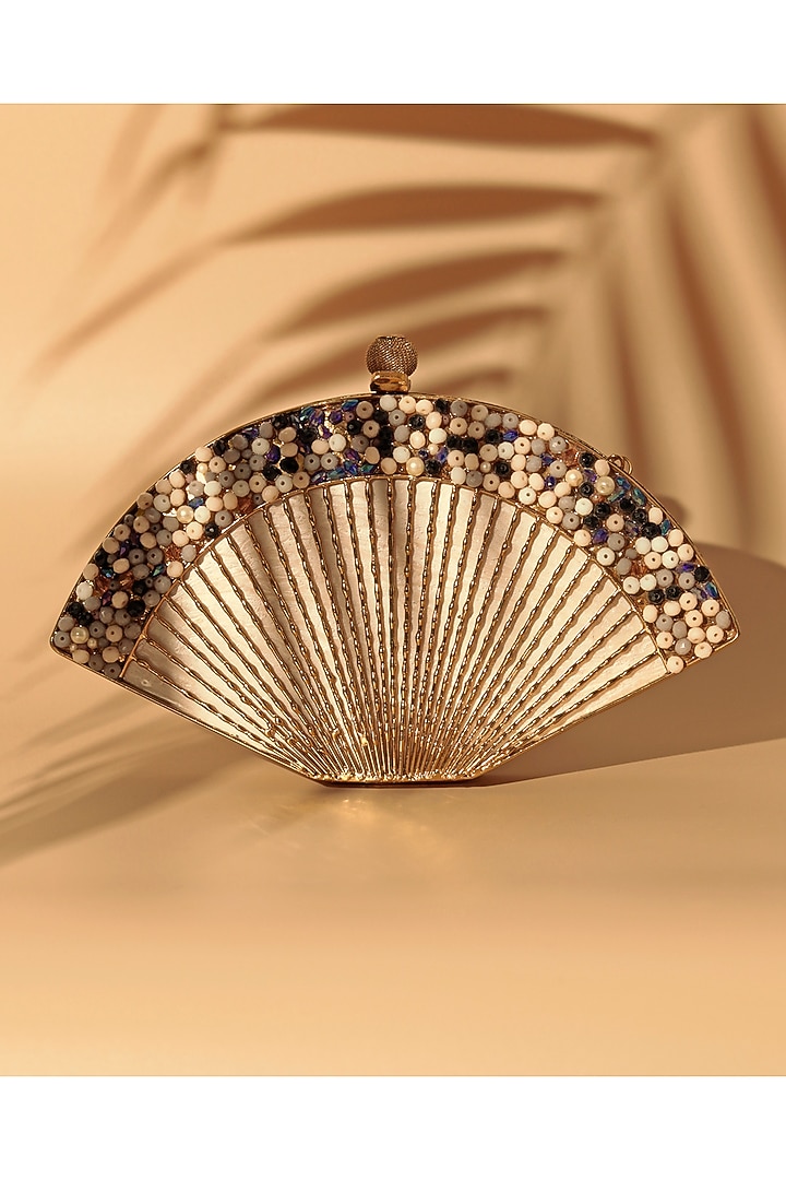 Gold Metal Sequins Embellishments Clutch by THE TAN CLAN at Pernia's Pop Up Shop