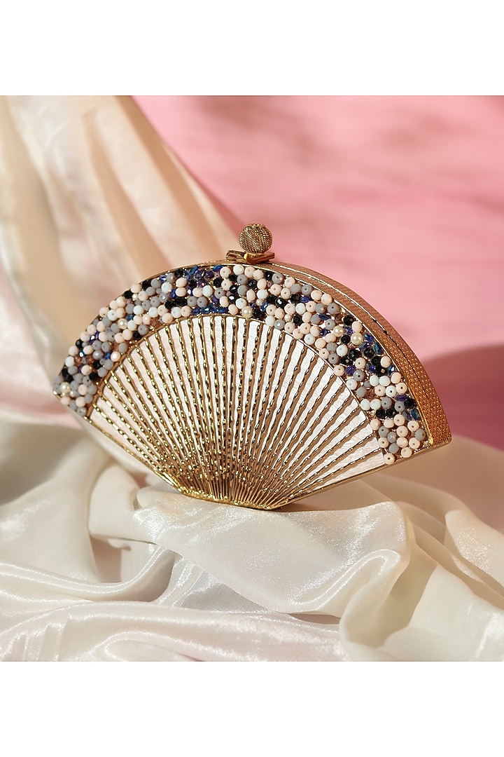 Gold Metal Sequins Embellishments Clutch by THE TAN CLAN at Pernia's Pop Up Shop