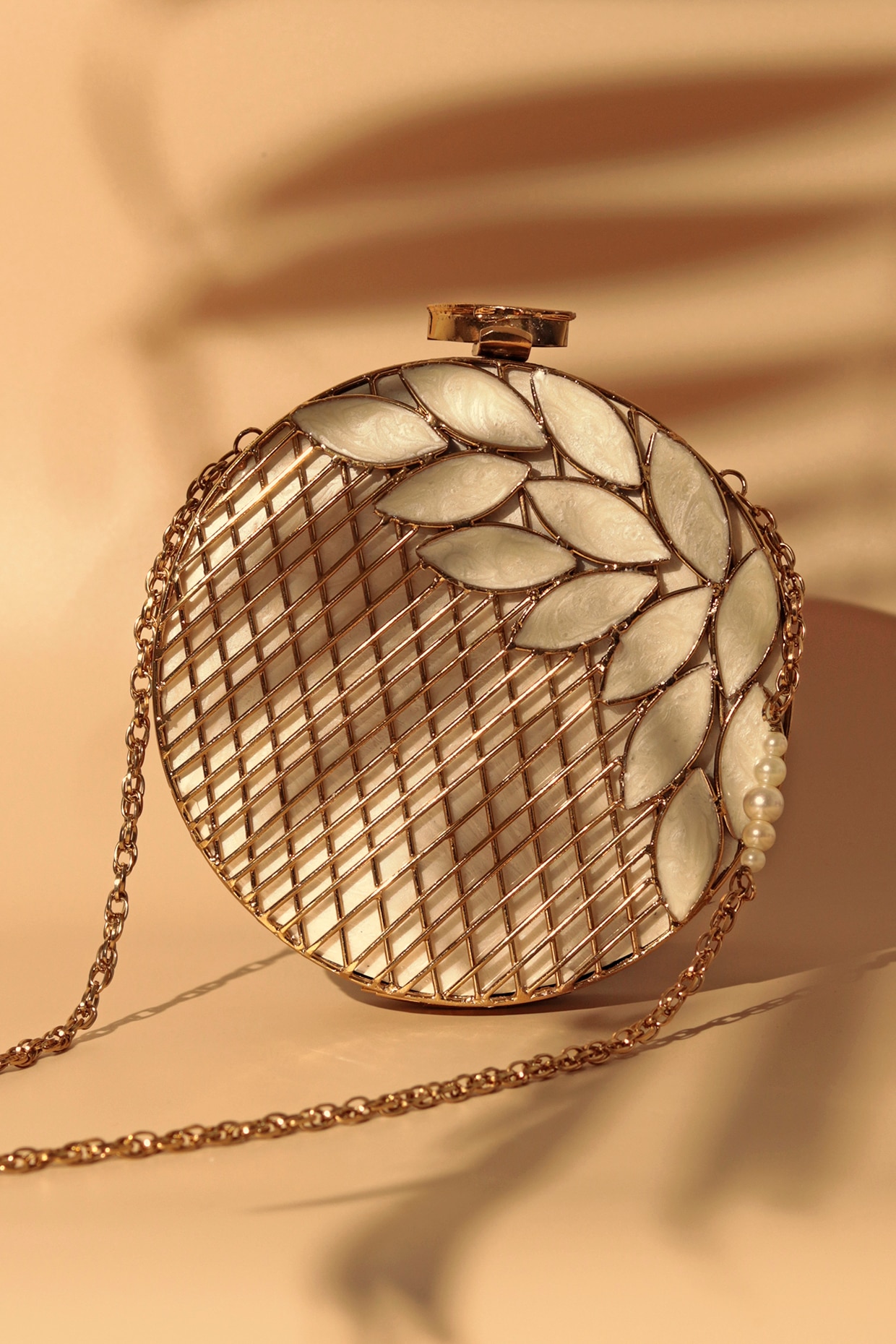 Gold Metal Sequins Embellishments Clutch Design by THE TAN CLAN at