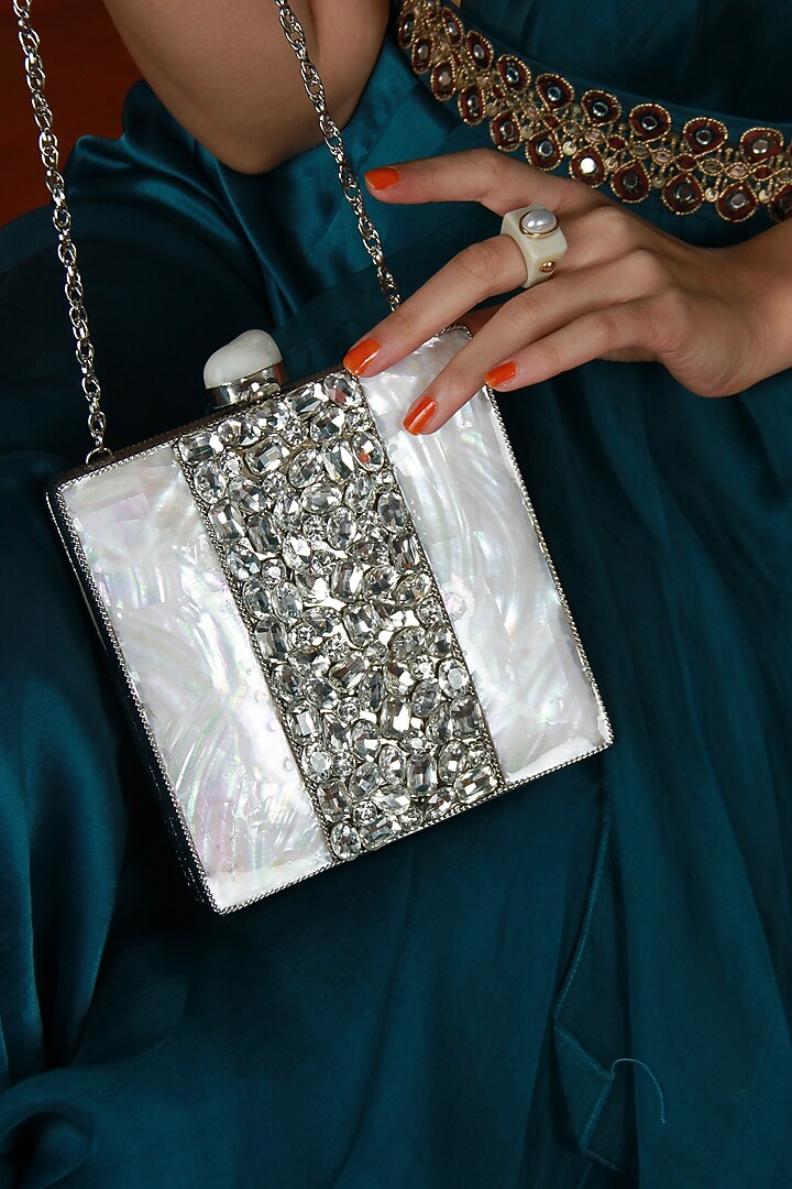 Gold Metal Sequins Embellished Clutch by THE TAN CLAN at Pernia's Pop Up Shop