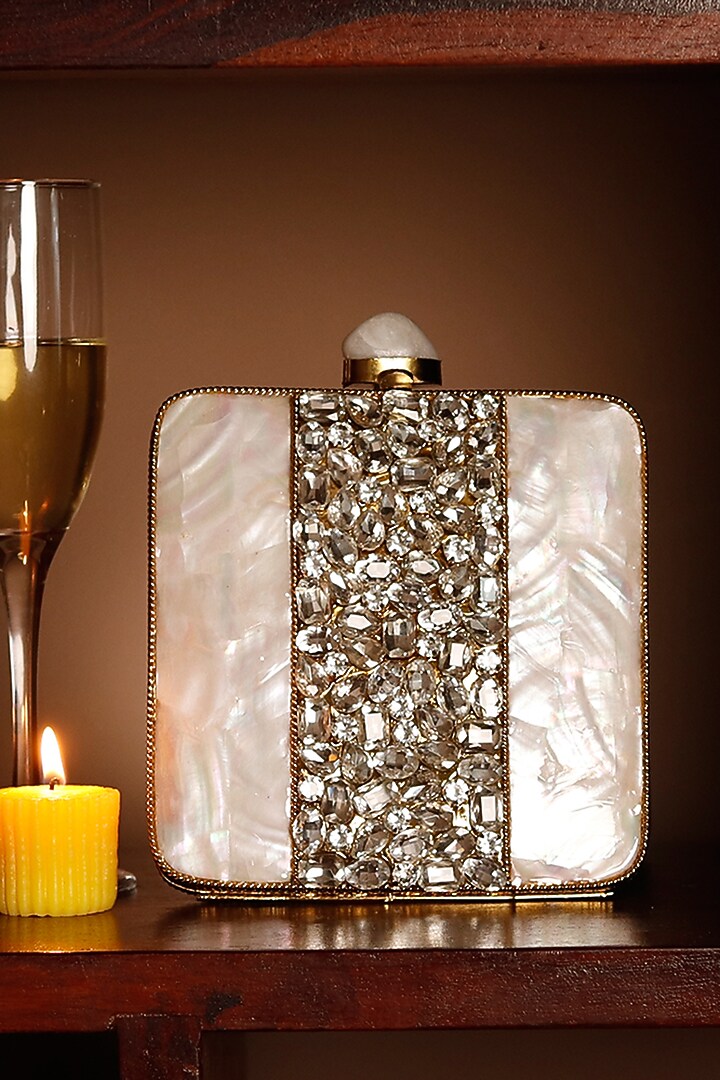 Gold Metal Sequins Embellished Clutch by THE TAN CLAN at Pernia's Pop Up Shop