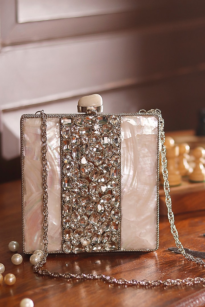 Silver Metal Sequins Embellished Clutch by THE TAN CLAN at Pernia's Pop Up Shop
