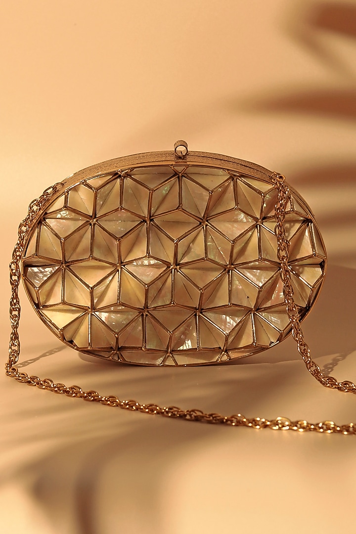 Gold Metal Sequins Embellished Clutch by THE TAN CLAN at Pernia's Pop Up Shop