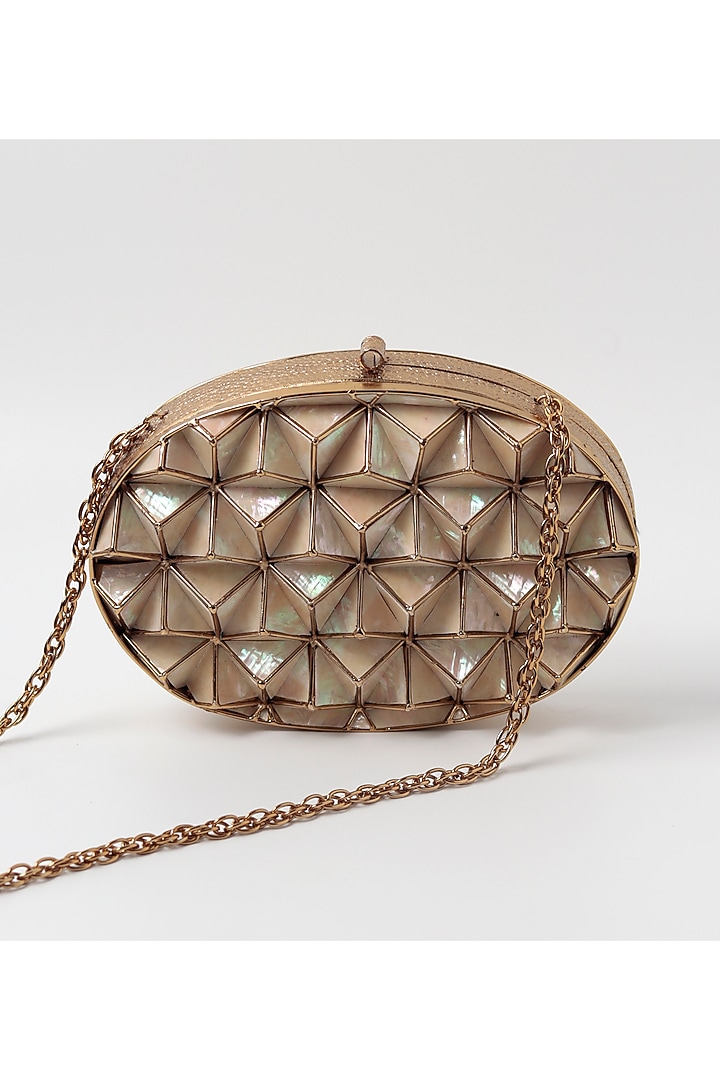 Gold Metal Sequins Embellished Clutch by THE TAN CLAN at Pernia's Pop Up Shop