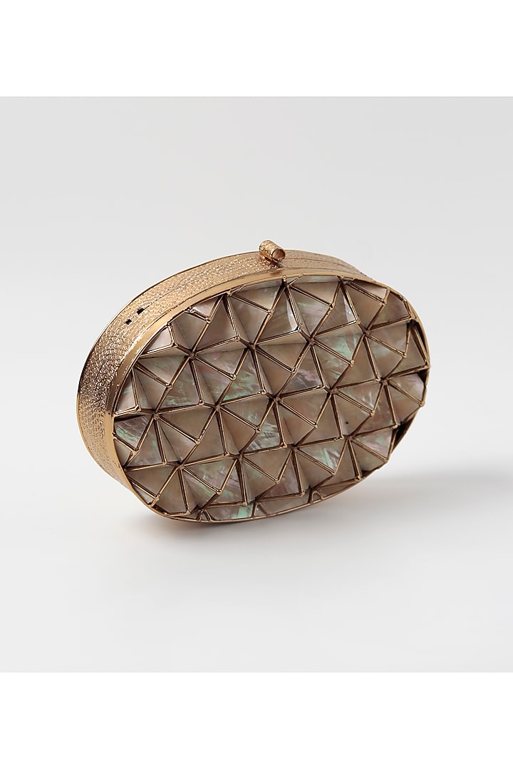 Gold Metal Sequins Embellished Clutch by THE TAN CLAN at Pernia's Pop Up Shop