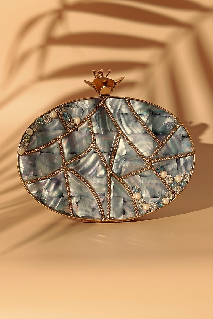 Gold Metal Sequins Embellished Clutch by THE TAN CLAN at Pernia's Pop Up Shop