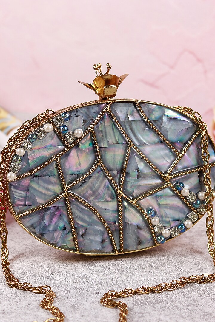 Gold Metal Sequins Embellished Clutch by THE TAN CLAN at Pernia's Pop Up Shop