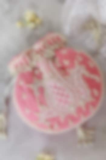 Pink Velvet Hand Embroidered Potli by THE TAN CLAN at Pernia's Pop Up Shop