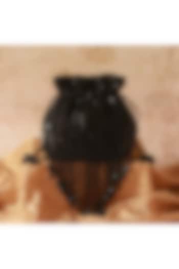 Black Silk Tassels & Sequins Hand Embroidered Potli by THE TAN CLAN at Pernia's Pop Up Shop