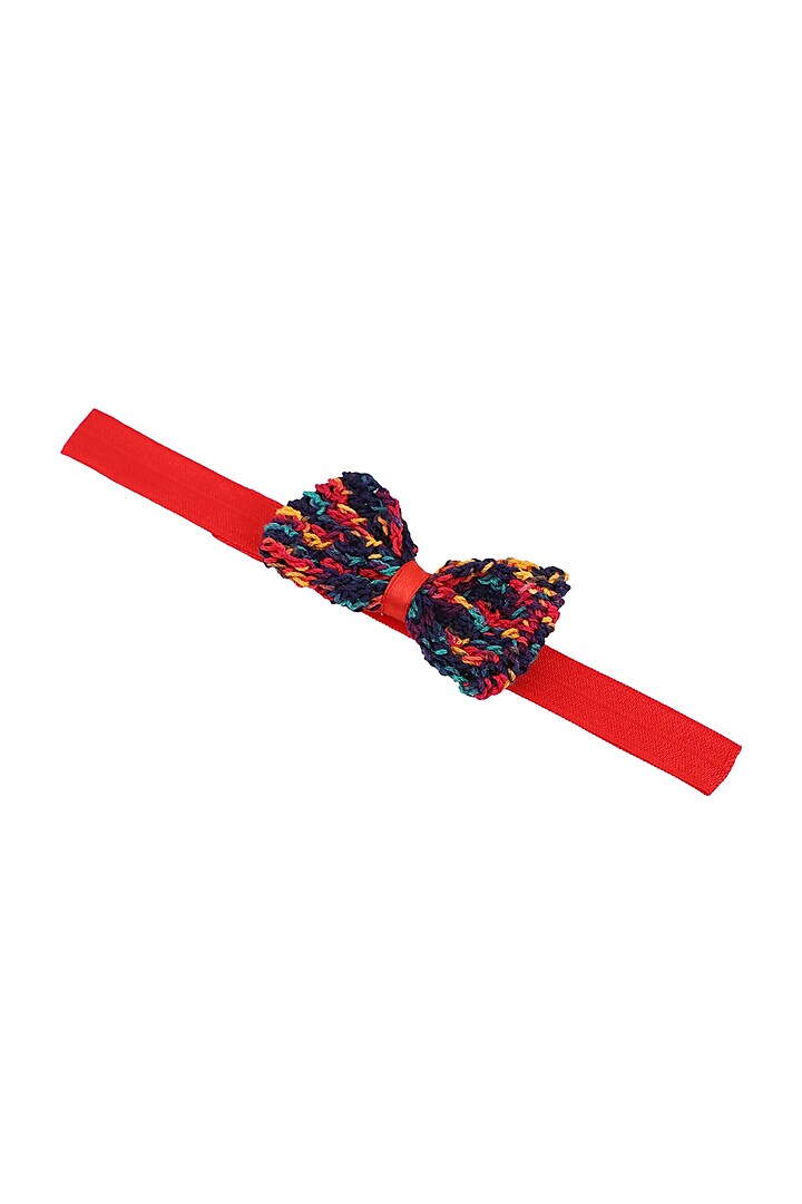 Shaded Red Crochet Bow Hairband For Girls by This and That by Vedika
