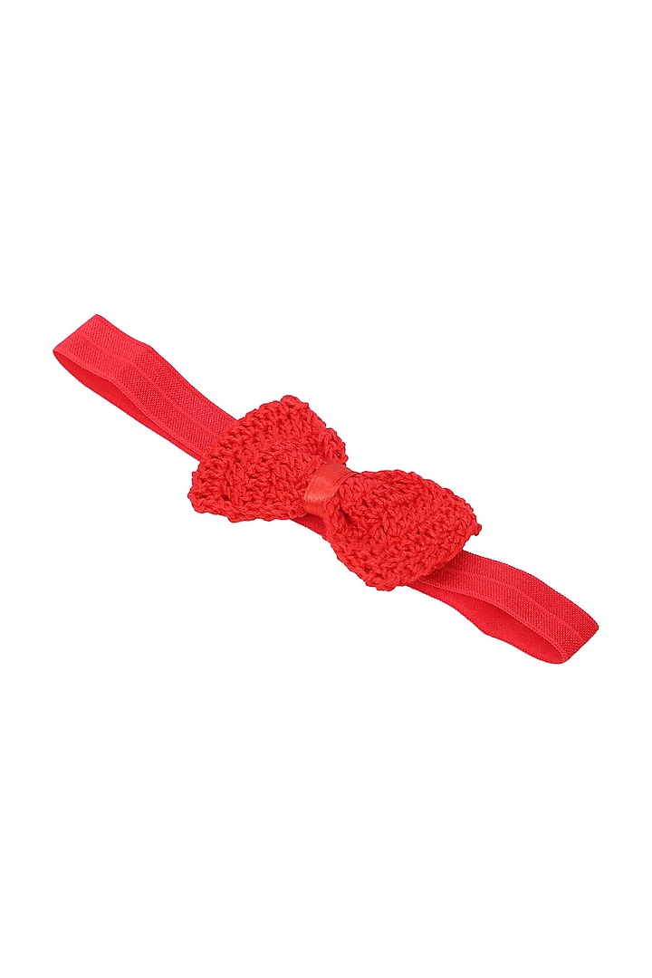 Red Crochet Bow Hairband For Girls by This and That by Vedika