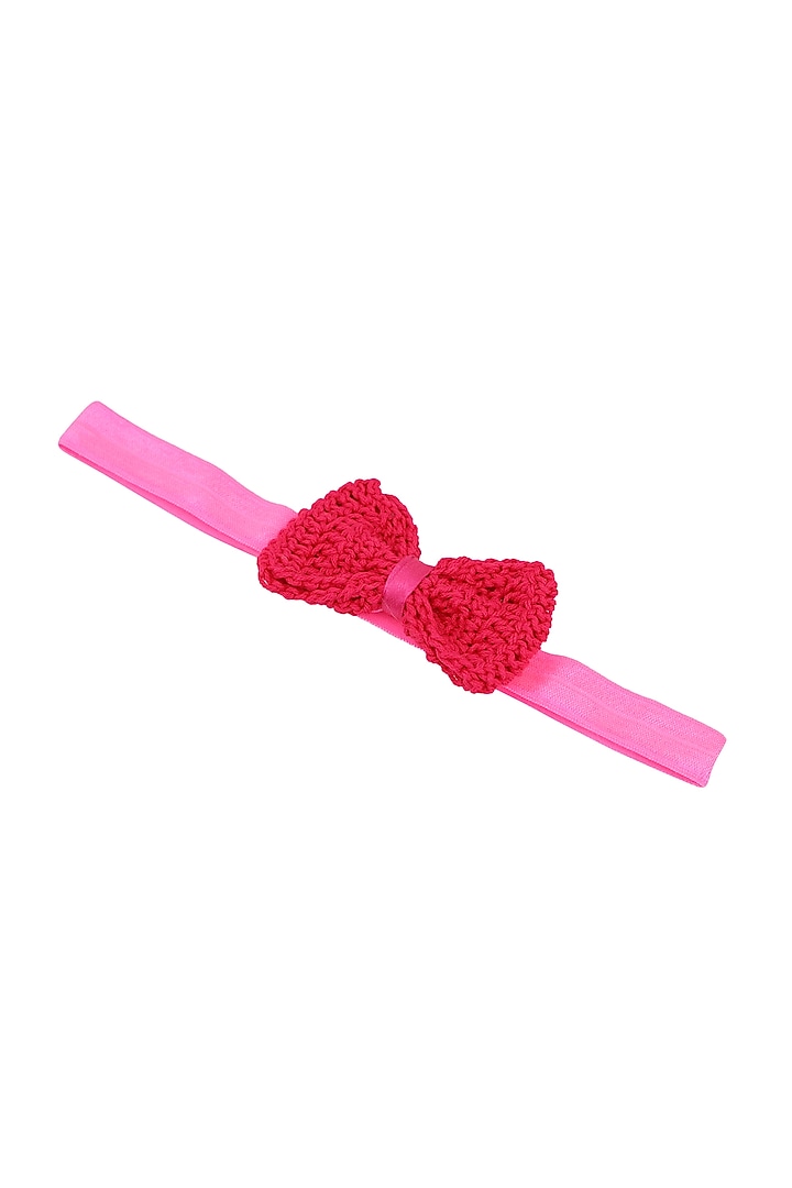 Dark Pink Crochet Bow Hairband For Girls by This and That by Vedika