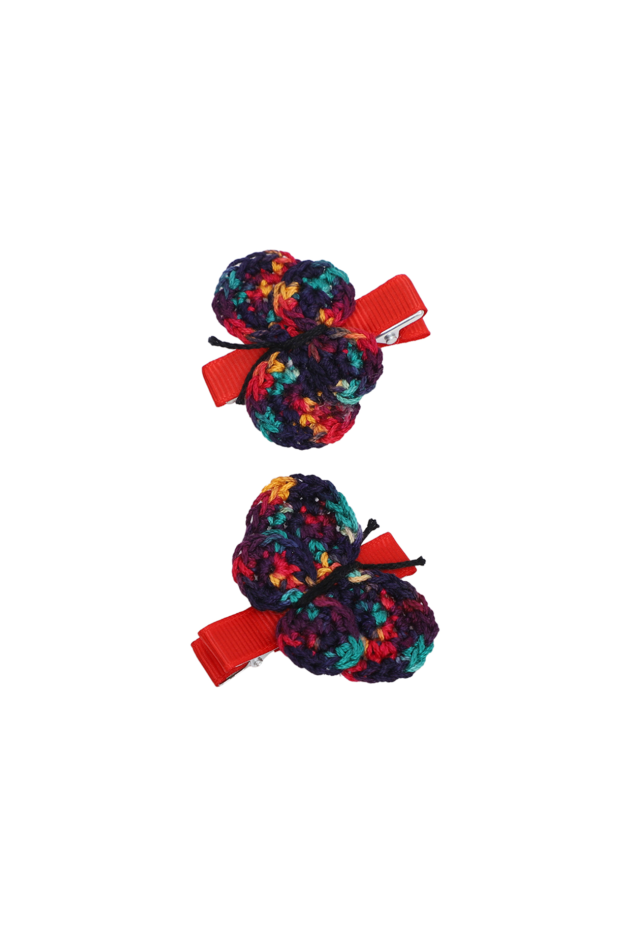 Shaded Red Hand Crochet Alligator Clips (Set of 2) For Girls by This and That by Vedika at Pernia's Pop Up Shop
