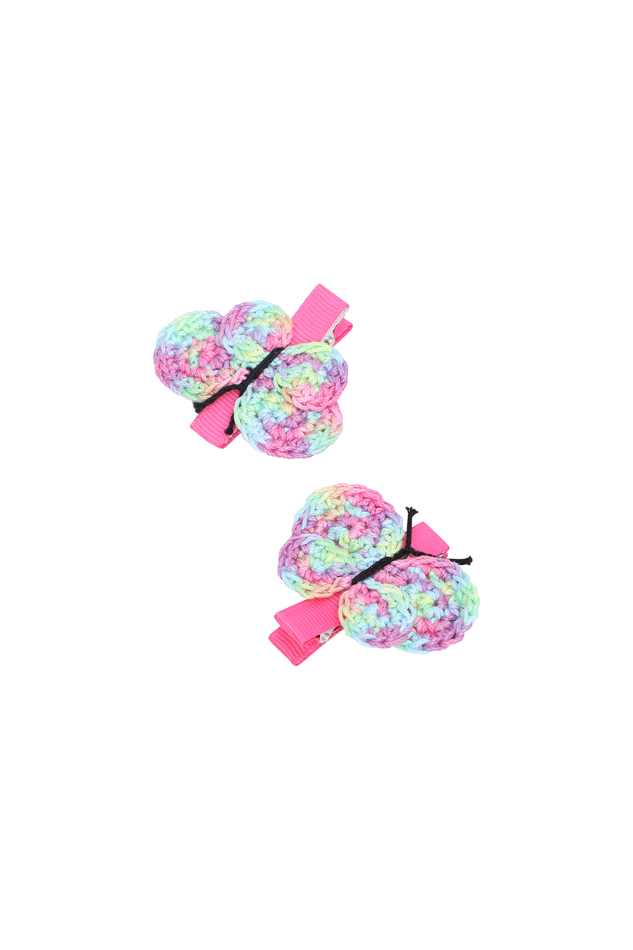 Multi-Colored Crochet Alligator Clips (Set of 2) For Girls by This and That by Vedika at Pernia's Pop Up Shop