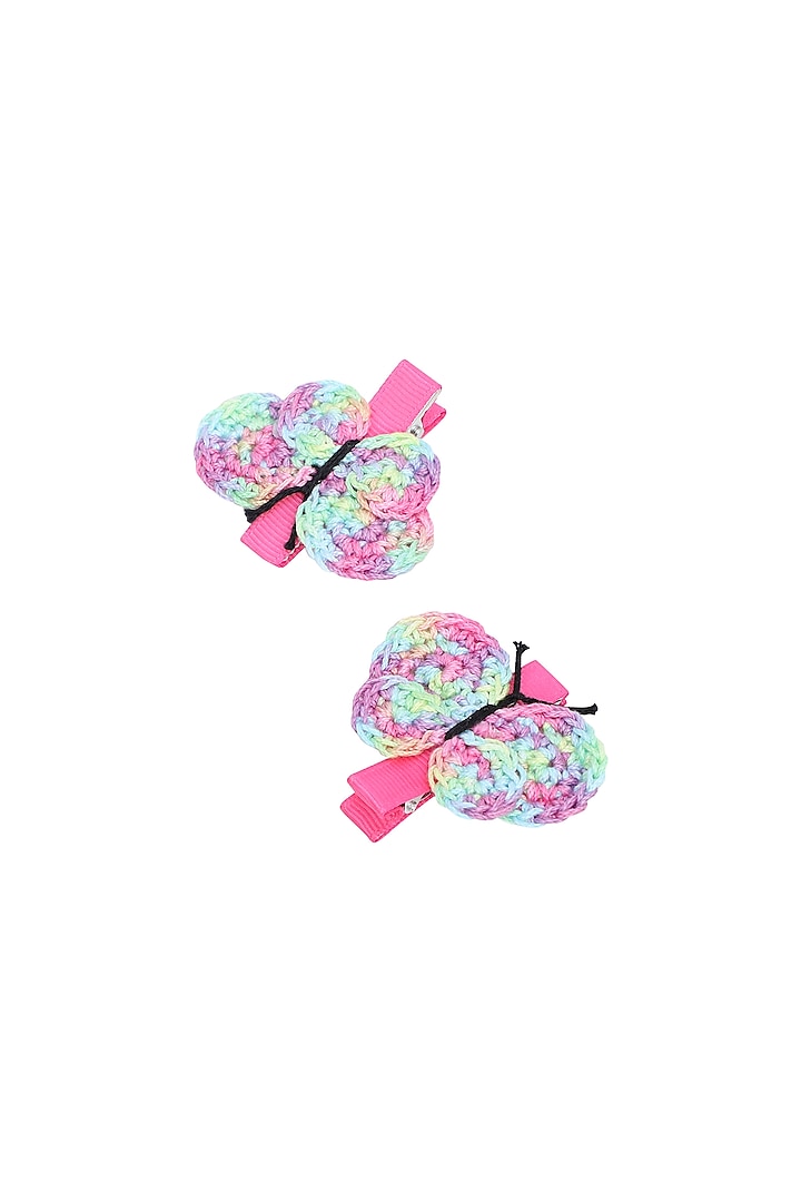 Multi-Colored Crochet Alligator Clips (Set of 2) For Girls by This and That by Vedika