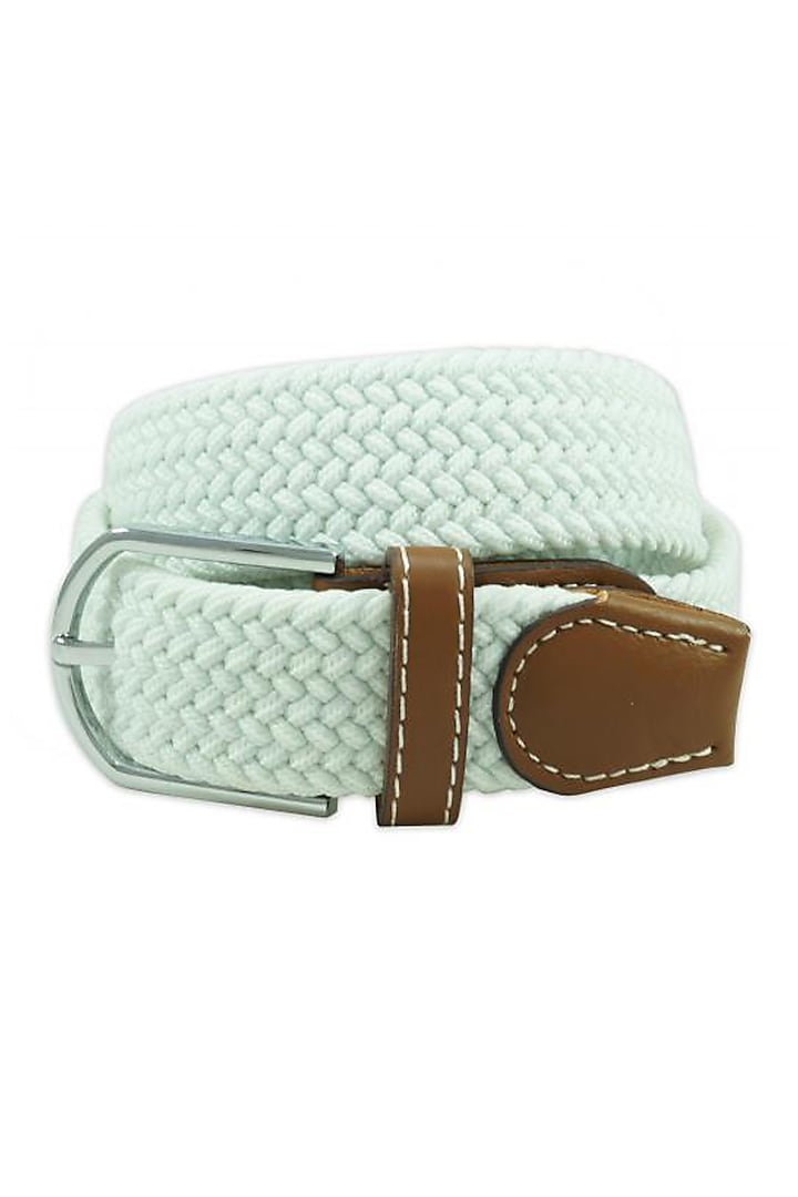 White Elasticated Braided Belt by THE TIE HUB