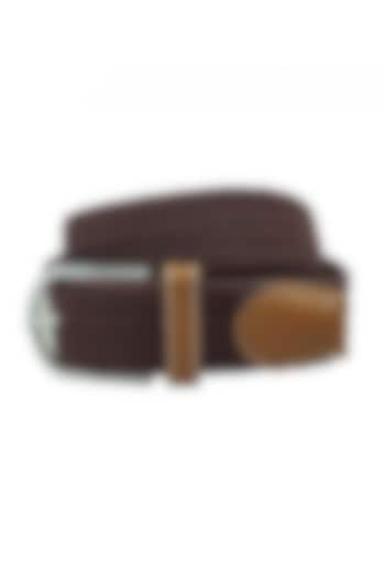Solid Brown Elasticated Braided Belt by THE TIE HUB