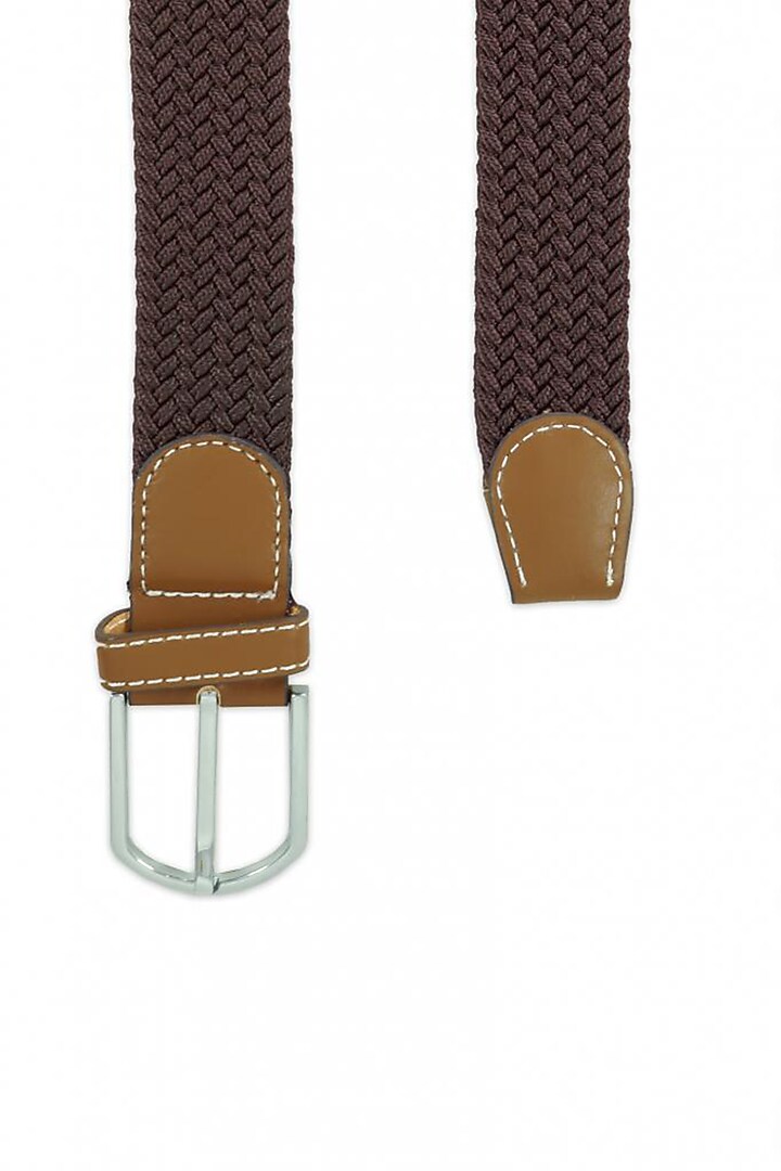 Solid Brown Elasticated Braided Belt by THE TIE HUB at Pernia's Pop Up Shop