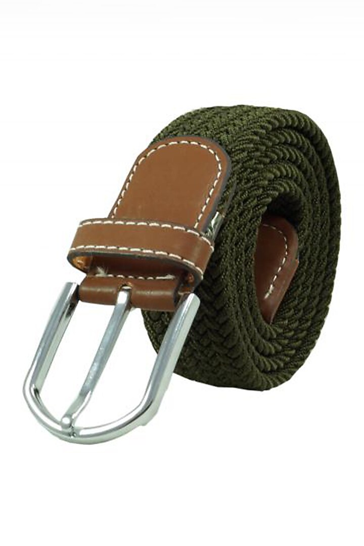 Solid Forest Green Elasticated Braided Belt by THE TIE HUB at Pernia's Pop Up Shop