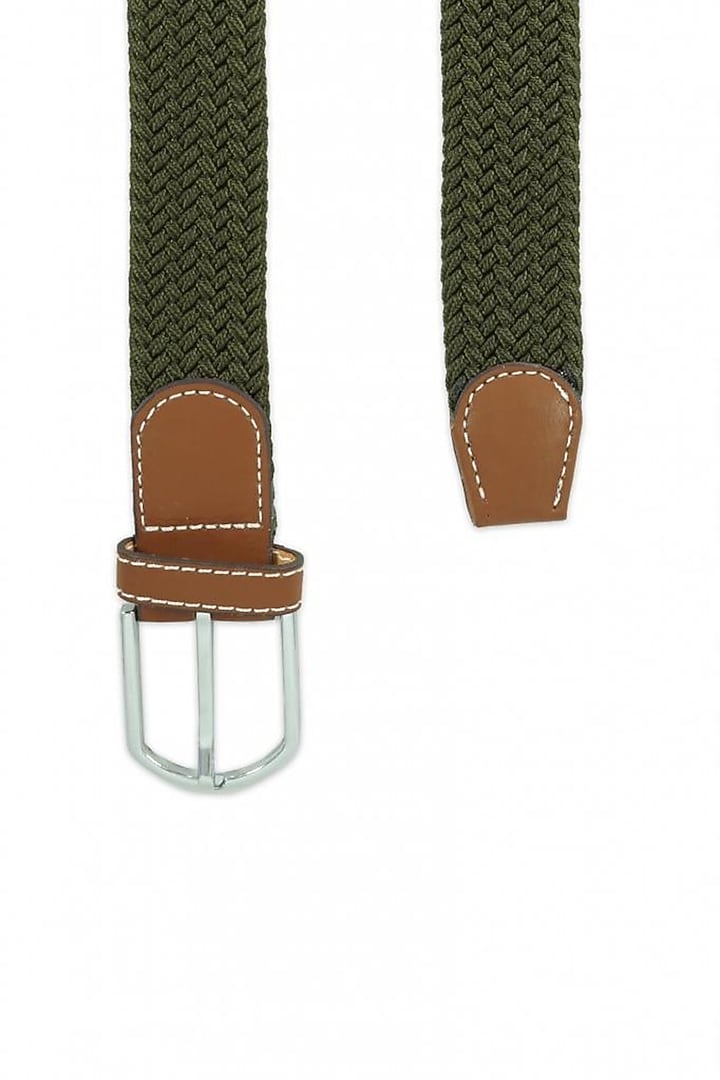 Solid Forest Green Elasticated Braided Belt by THE TIE HUB at Pernia's Pop Up Shop