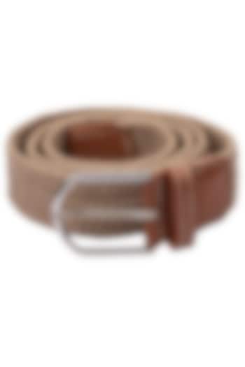 Solid Beige Elasticated Braided Belt by THE TIE HUB