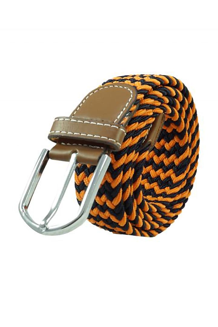 Orange Woven Silk Elasticated Belt by THE TIE HUB at Pernia's Pop Up Shop