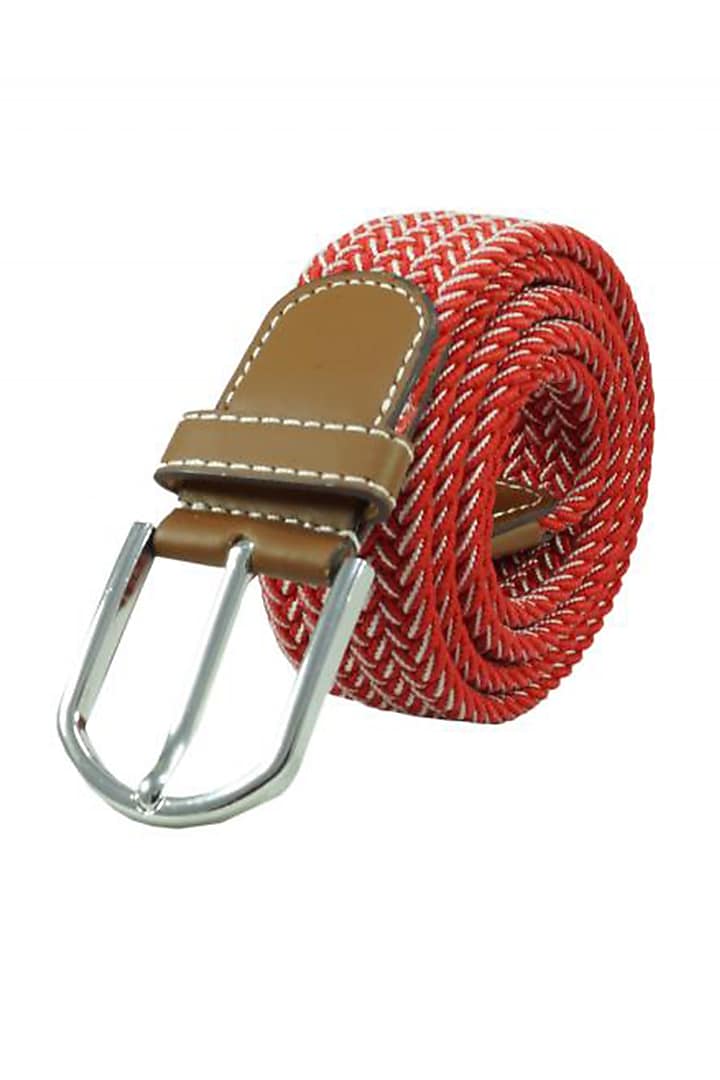 Red Woven Silk Elasticated Belt by THE TIE HUB at Pernia's Pop Up Shop