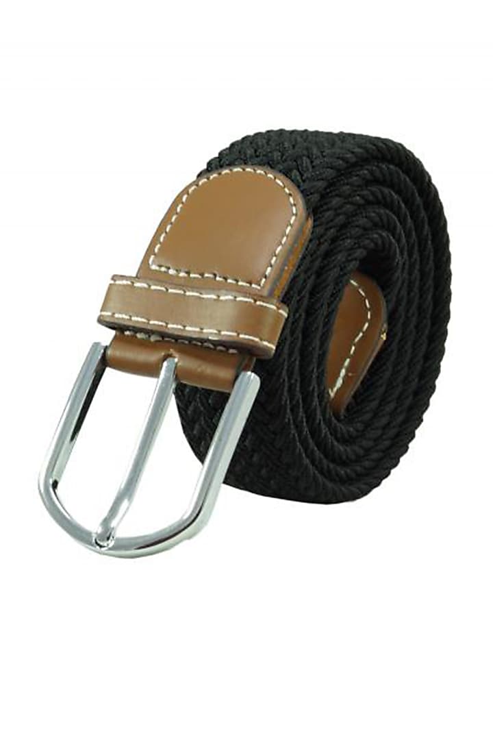Black Woven Silk Elasticated Belt by THE TIE HUB at Pernia's Pop Up Shop