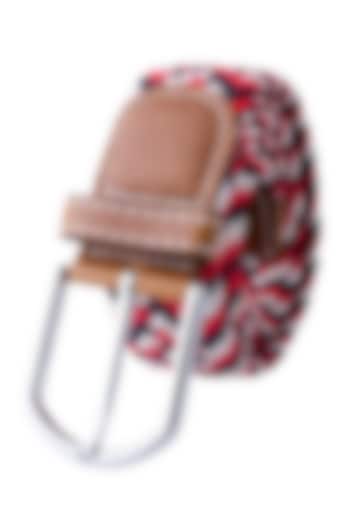 Red Rayon & Woven Silk Elasticated Belt by THE TIE HUB at Pernia's Pop Up Shop