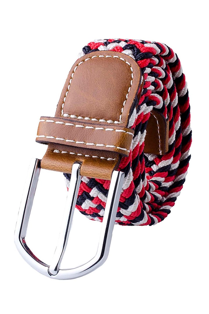 Red Rayon & Woven Silk Elasticated Belt by THE TIE HUB