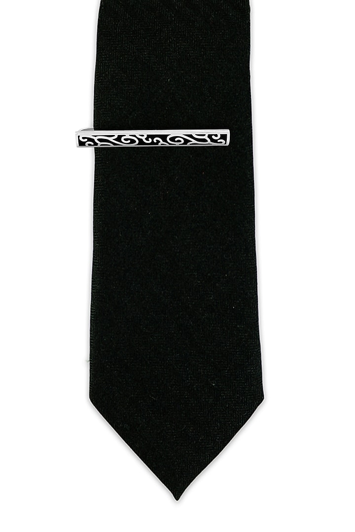 Black & Silver Tie Bar Pin by THE TIE HUB at Pernia's Pop Up Shop