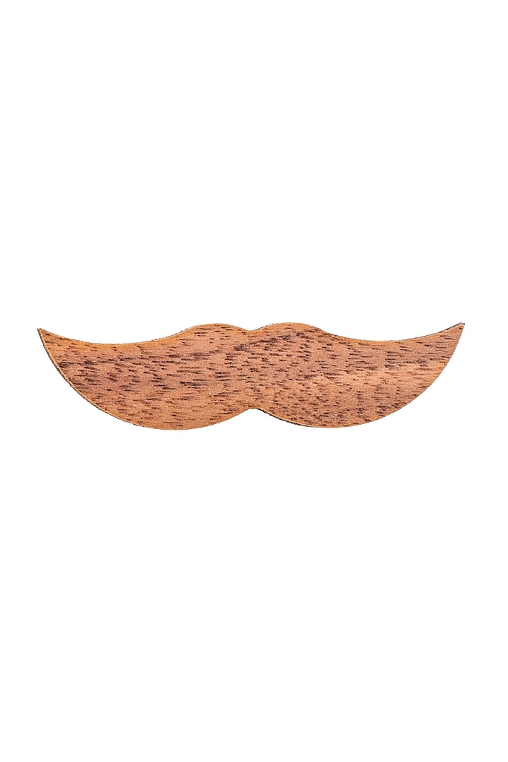 Wood Brown Moustache Tie Bar Pin by THE TIE HUB