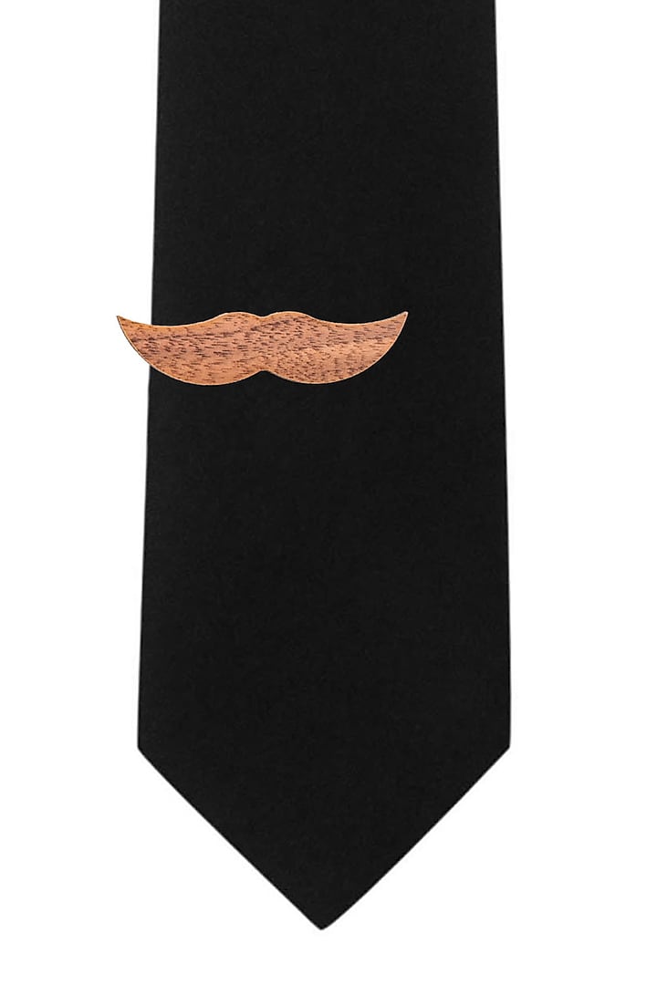 Wood Brown Moustache Tie Bar Pin by THE TIE HUB at Pernia's Pop Up Shop