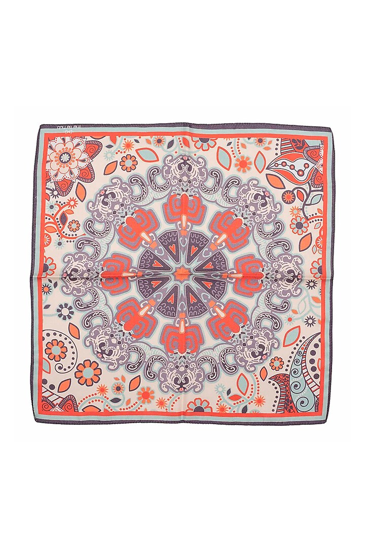 Cream Hand Stitched Pocket Square by THE TIE HUB at Pernia's Pop Up Shop